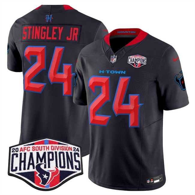 Mens Houston Texans #24 Derek Stingley Jr. Navy 2nd Alternate F.U.S.E. 2024 AFC South Division Champions Vapor Limited Stitched Jersey